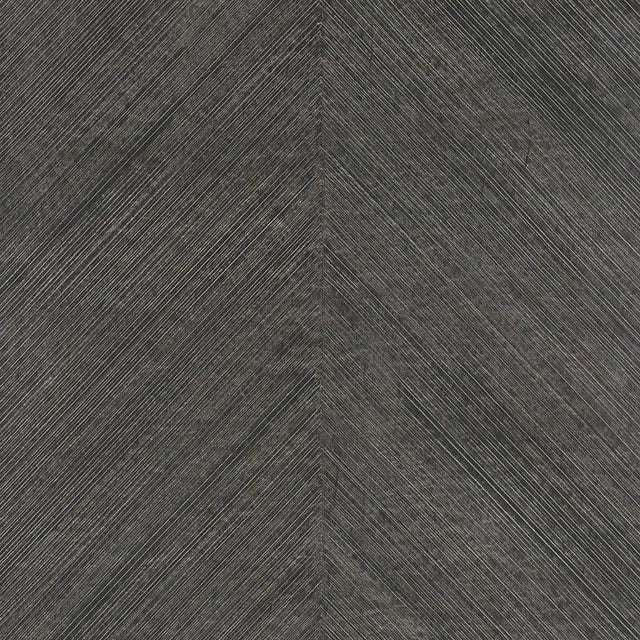 Schumacher Combed Chevron Black Slate Wallpaper