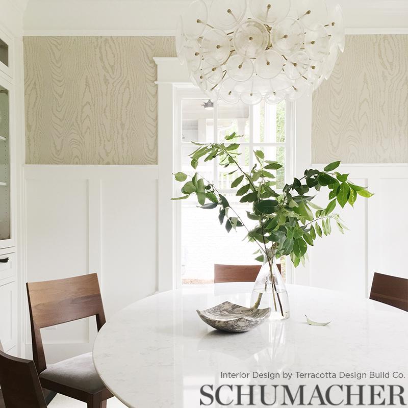 Schumacher Faux Bois Silver Moon Wallpaper