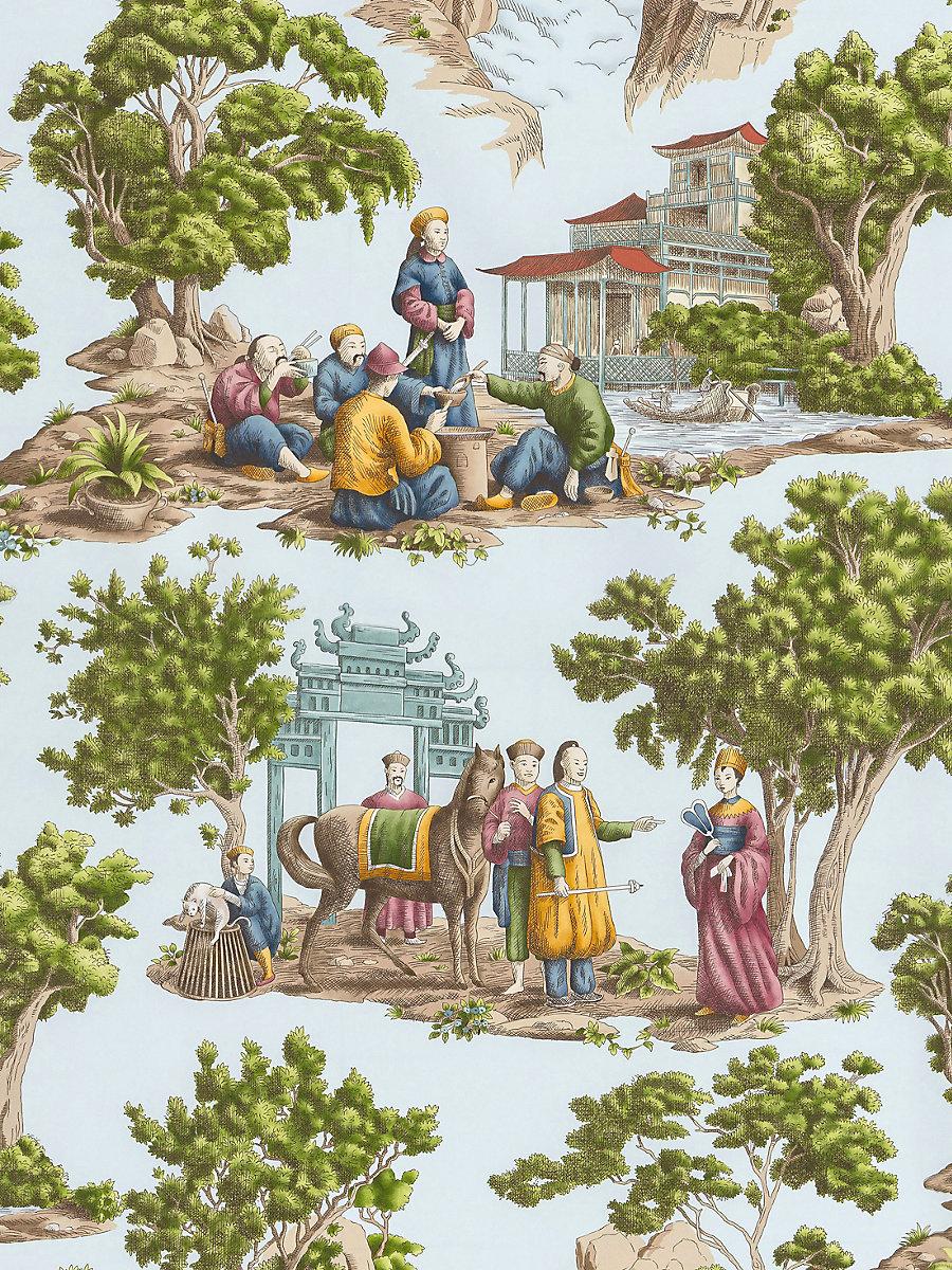 Scalamandre Mandarin Toile Sky Fabric