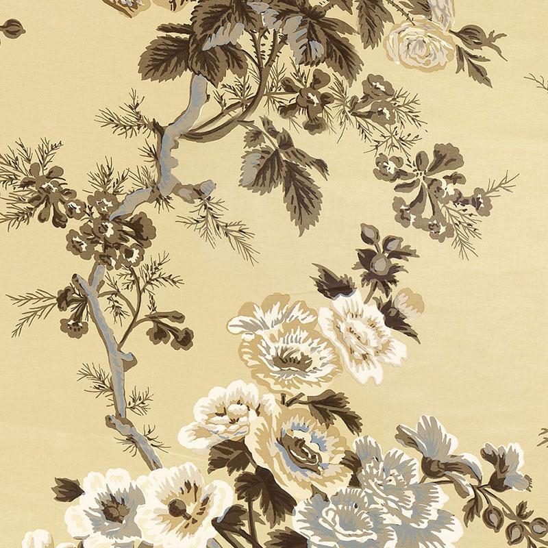 Schumacher Pyne Hollyhock Tobacco Wallpaper