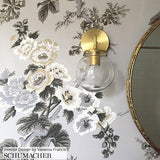Schumacher Pyne Hollyhock Grisaille Wallpaper