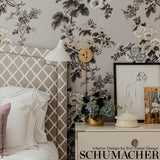 Schumacher Pyne Hollyhock Grisaille Wallpaper
