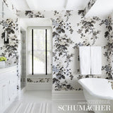 Schumacher Pyne Hollyhock Grisaille Wallpaper