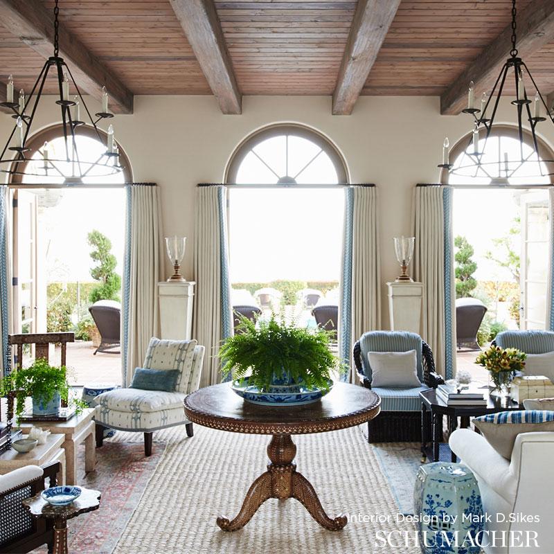 Schumacher Mandeville Embroidery Pacific Fabric