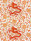 Scalamandre Chi'En Dragon Linen Print Persimmon Fabric