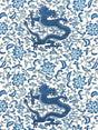 Scalamandre Chi'En Dragon Linen Print Indigo Fabric