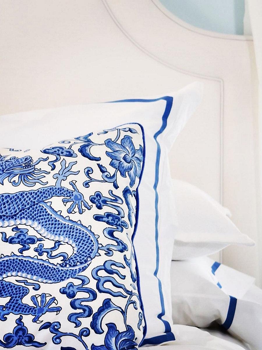 Scalamandre Chi'En Dragon Linen Print Indigo Fabric