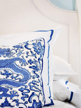Scalamandre Chi'En Dragon Linen Print Indigo Fabric