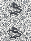Scalamandre Chi'En Dragon Linen Print Charcoal Fabric