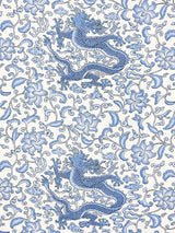 Scalamandre Chi'En Dragon Linen Print Hyacinth Blue Fabric