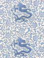 Scalamandre Chi'En Dragon Linen Print Hyacinth Blue Fabric