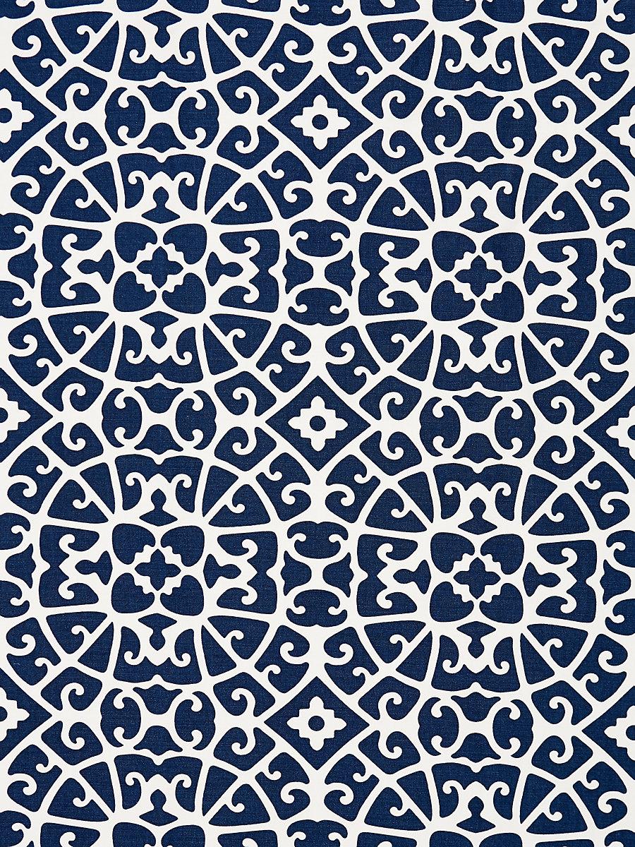 Scalamandre Anshun Lattice Indigo Fabric