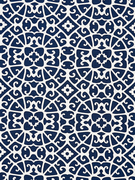 Scalamandre Anshun Lattice Indigo Fabric