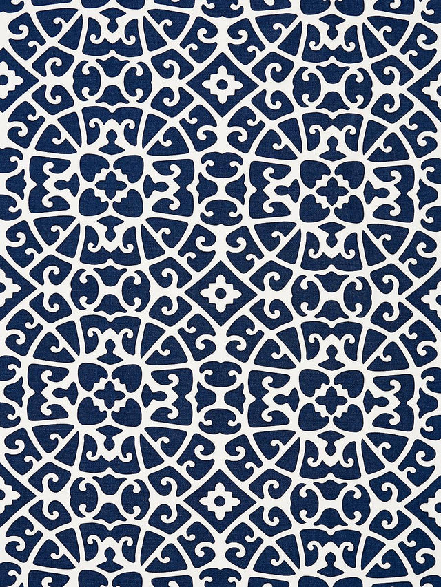Scalamandre Anshun Lattice Indigo Fabric