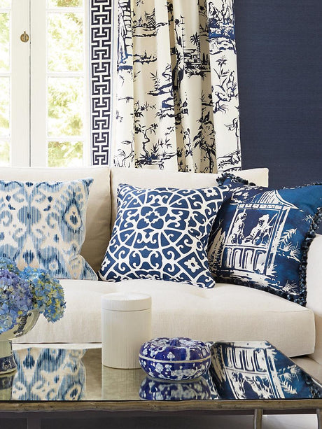 Scalamandre Anshun Lattice Indigo Fabric