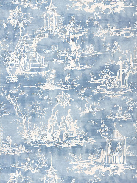 Scalamandre Summer Palace Print Sky Fabric