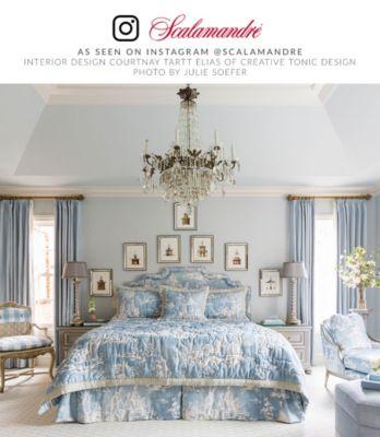 Scalamandre Summer Palace Print Sky Fabric