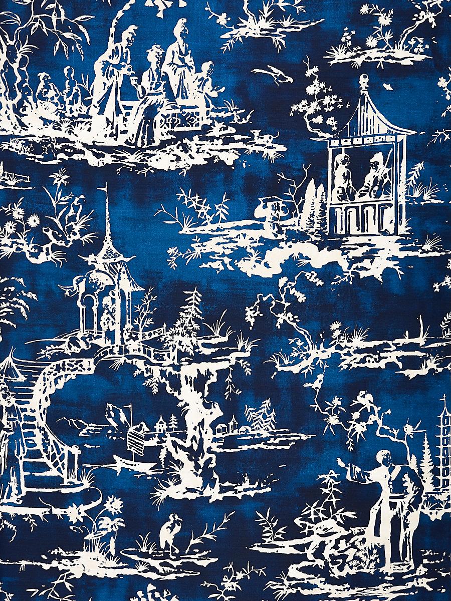 Scalamandre Summer Palace Print Indigo Fabric