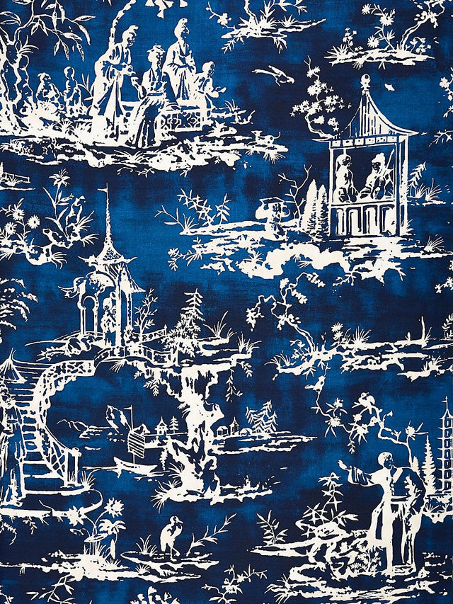 Scalamandre Summer Palace Print Indigo Fabric