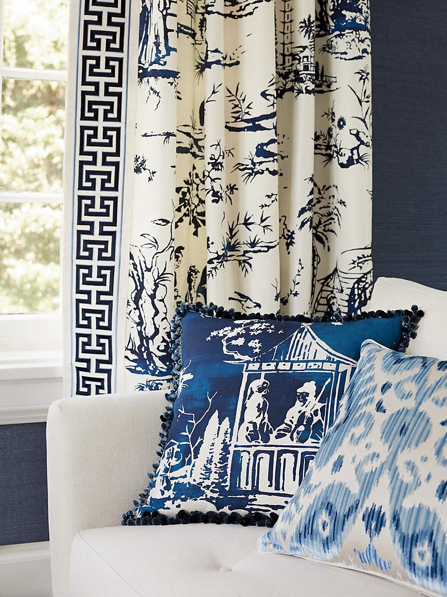 Scalamandre Summer Palace Print Indigo Fabric