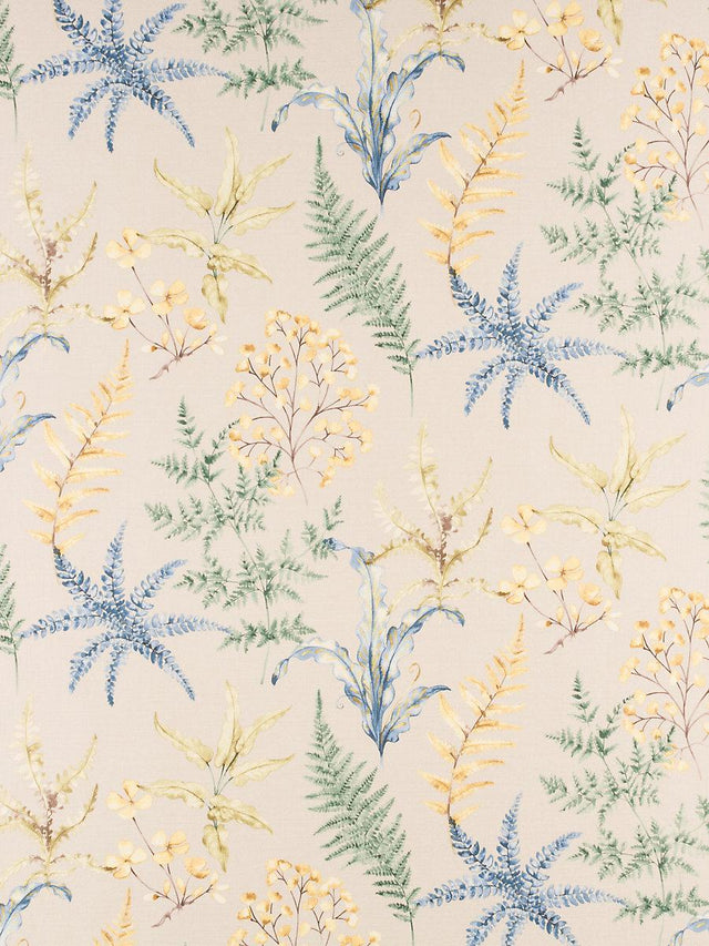 Scalamandre Wethersfield Fern Khaki Blue Fabric