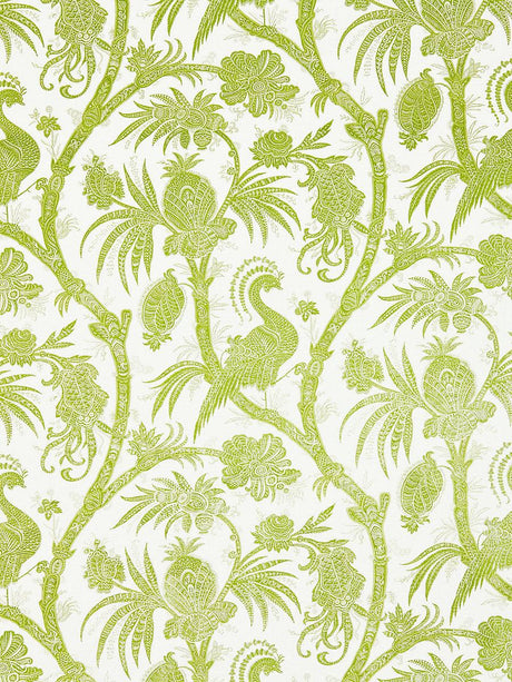 Scalamandre Balinese Peacock Linen Print Pear Fabric