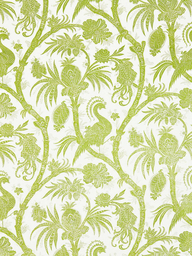 Scalamandre Balinese Peacock Linen Print Pear Fabric