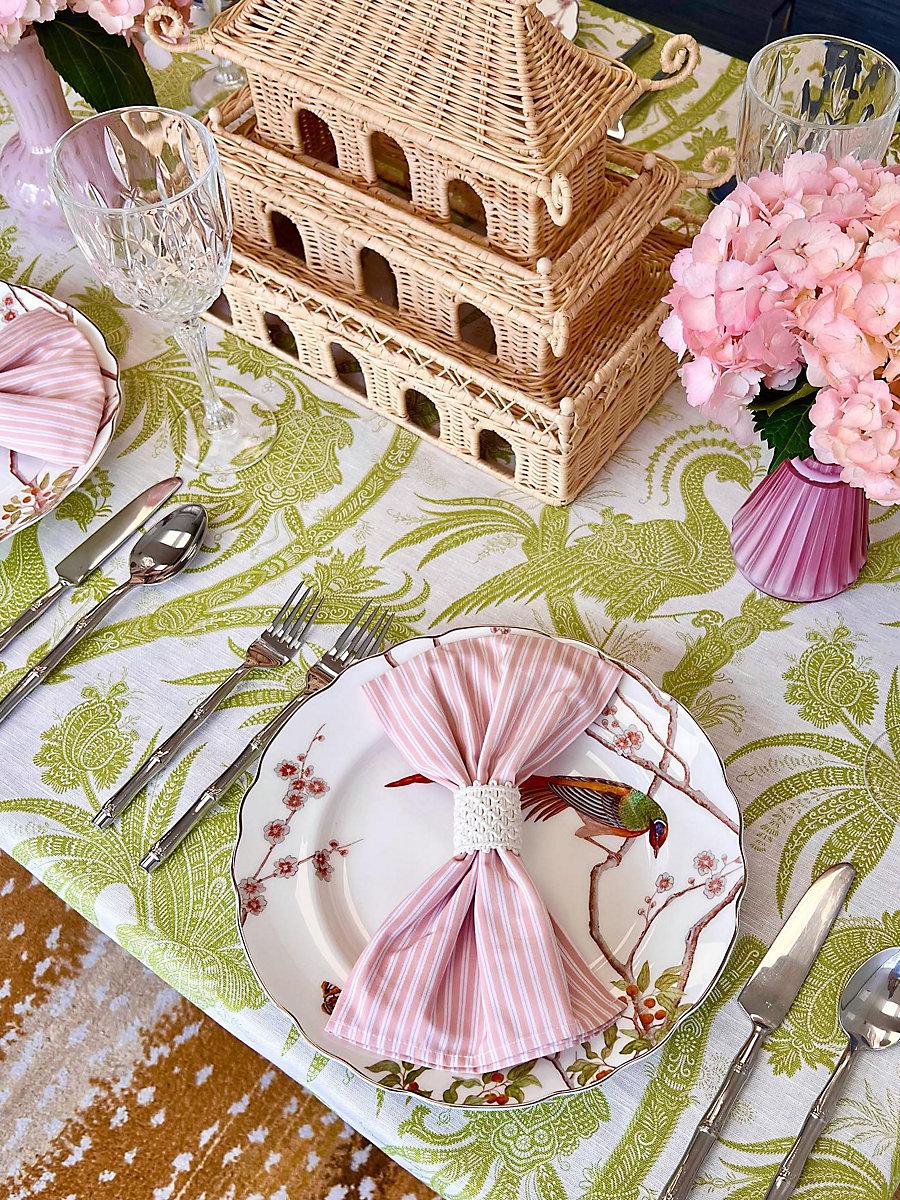 Scalamandre Balinese Peacock Linen Print Pear Fabric