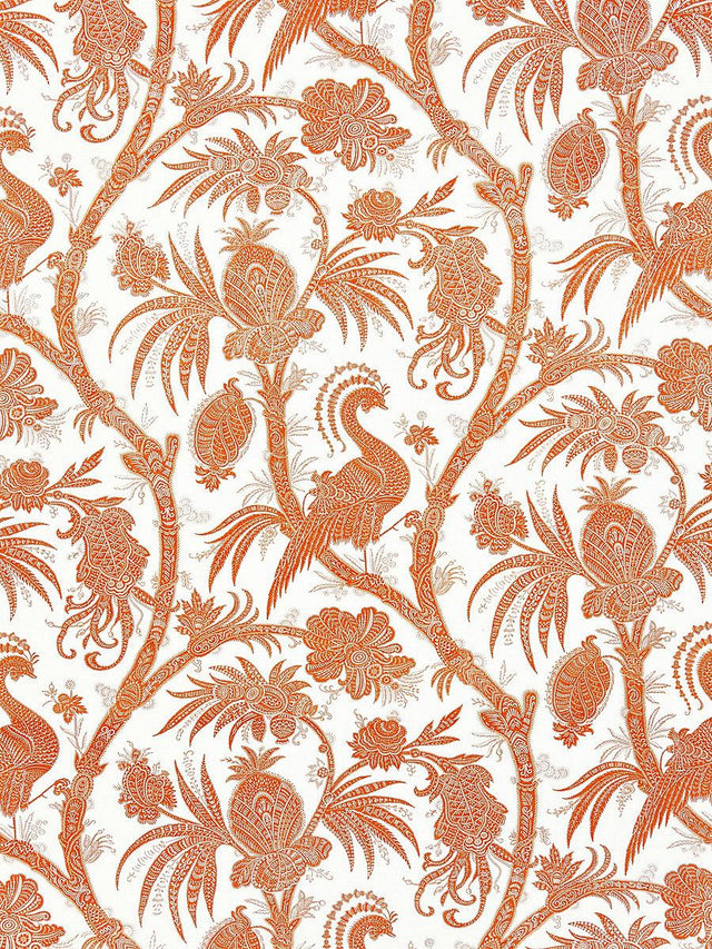 Scalamandre Balinese Peacock Linen Print Mandarin Fabric