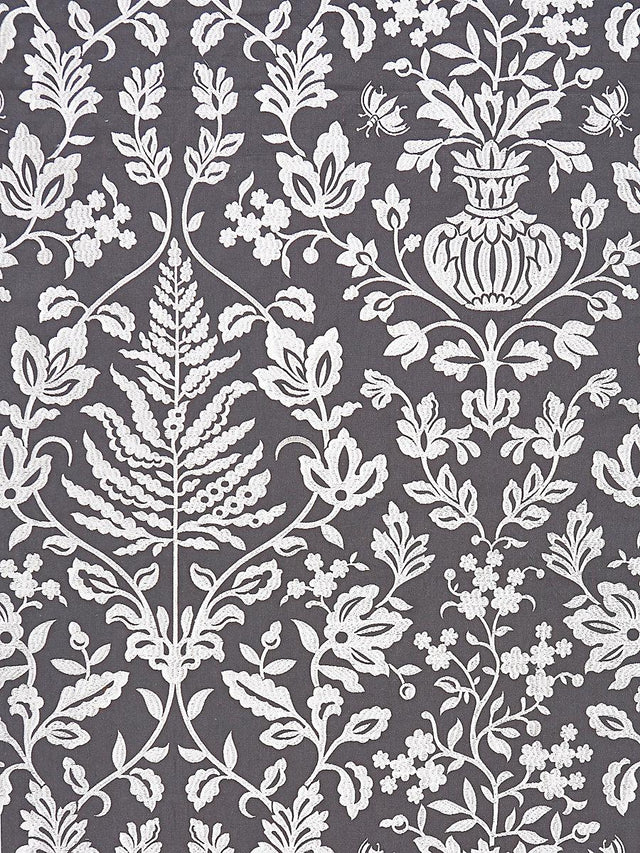 Scalamandre Shalimar Embroidery Charcoal Fabric