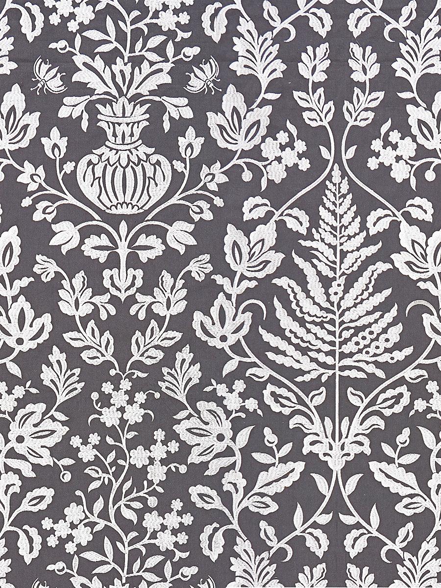 Scalamandre Shalimar Embroidery Charcoal Fabric