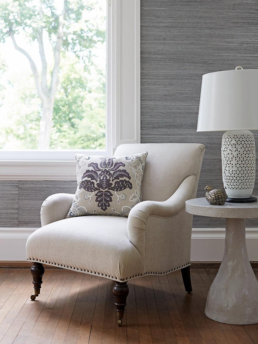 Scalamandre Isabella Embroidery Graphite Fabric