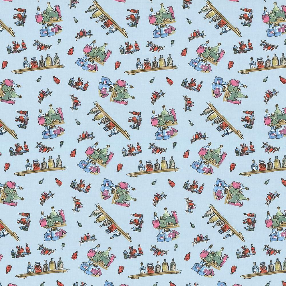 Kasmir Diddly Bottles Marvelous Blue Fabric