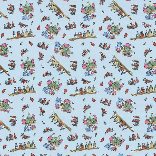 Kasmir Diddly Bottles Marvelous Blue Fabric