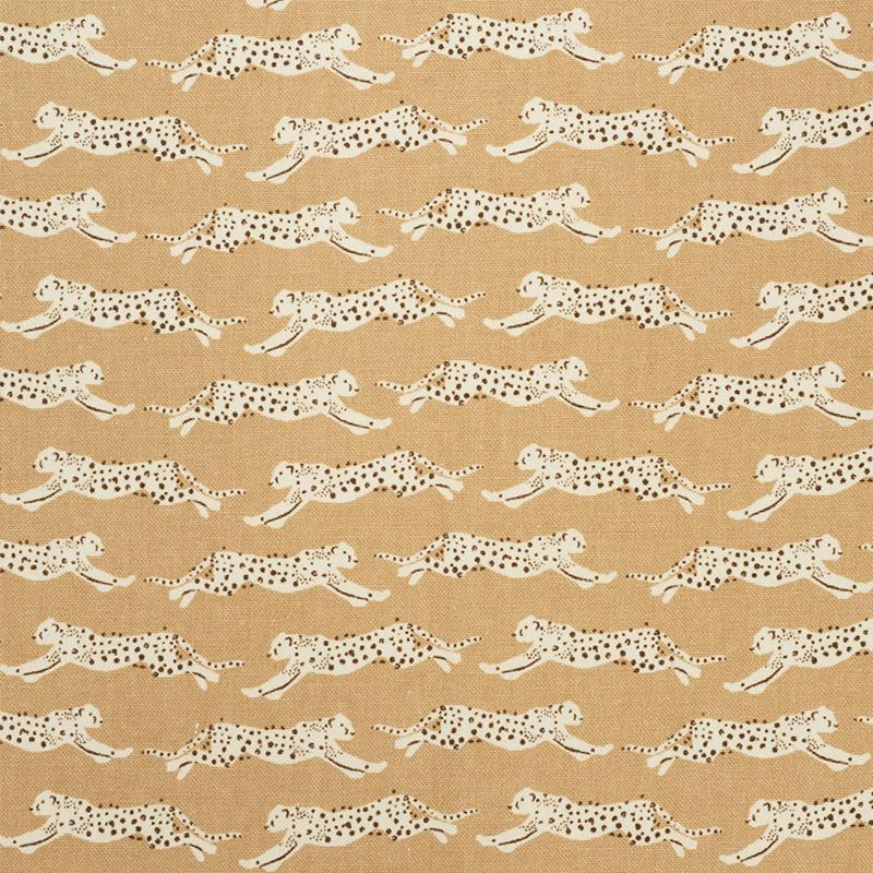 Schumacher Leaping Leopards Sand Fabric