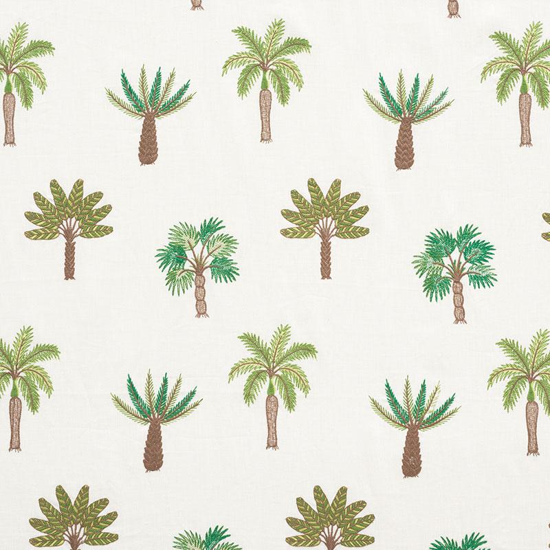 Schumacher Palmetto Beach Embroidery Green Fabric