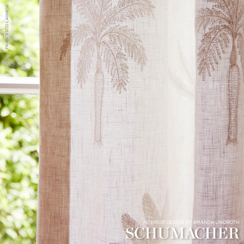 Schumacher Palmetto Beach Embroidery Ivory Fabric