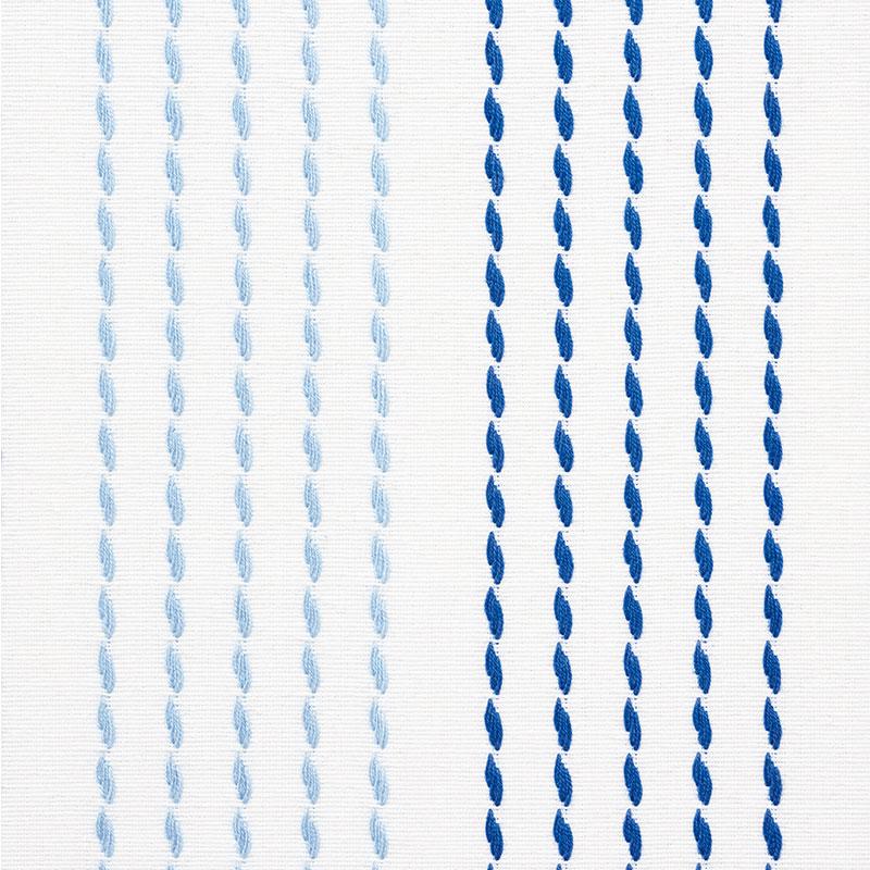 Schumacher Running Stitch Blues Fabric