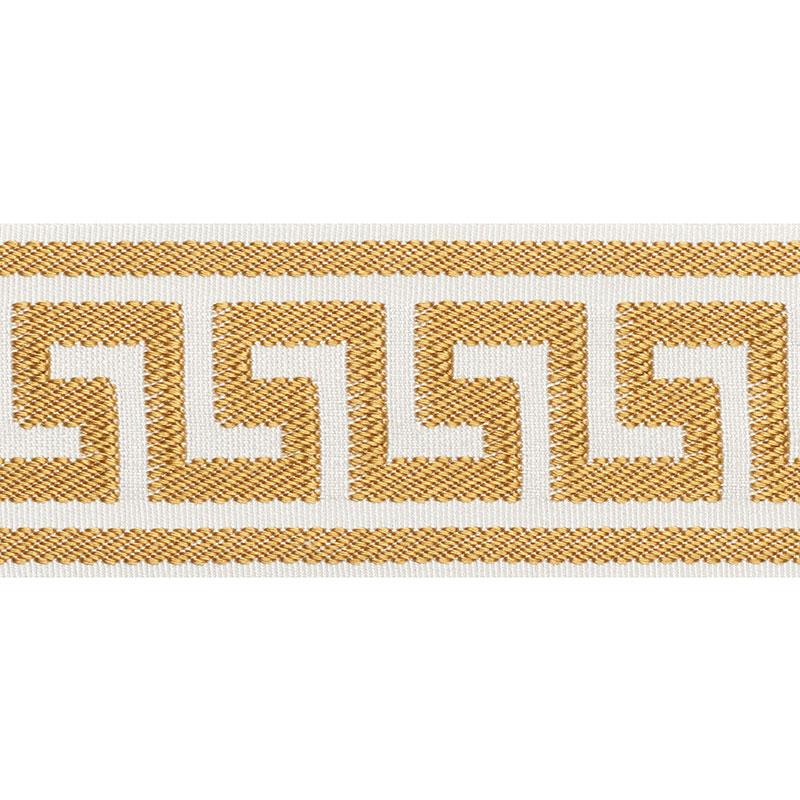 Schumacher Etienne Silk Greek Key Wide Gold Trim