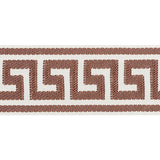 Schumacher Etienne Silk Greek Key Wide Brown Trim