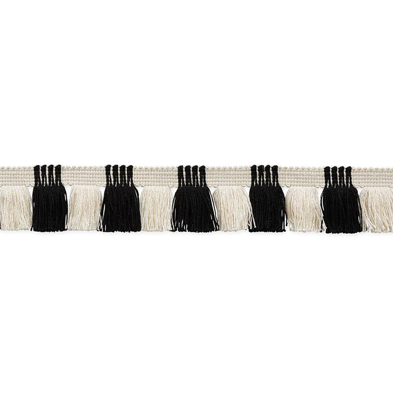 Schumacher Juno Fringe Black & Ivory Trim