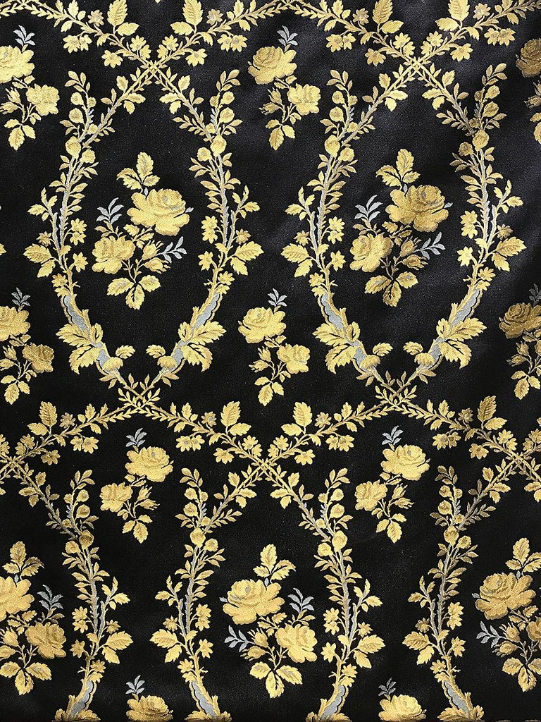 Old World Weavers LAMPAS TORCELLO GOLD ON BLACK Fabric