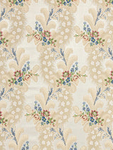 Scalamandre Cheverny Rose & Blue On Ivory Fabric