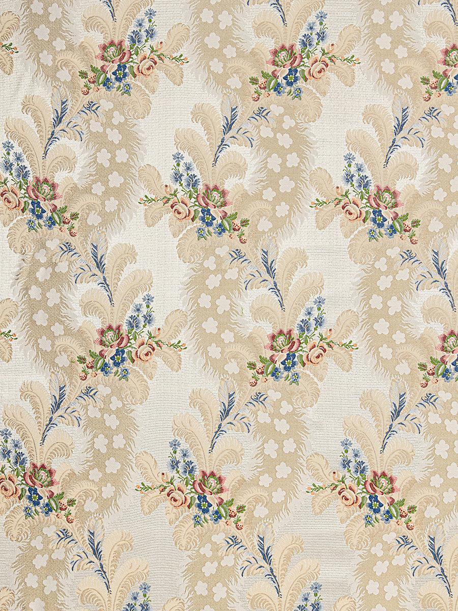 Scalamandre Cheverny Rose & Blue On Ivory Fabric