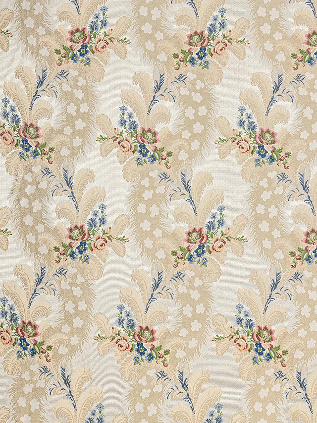 Scalamandre Cheverny Rose & Blue On Ivory Fabric