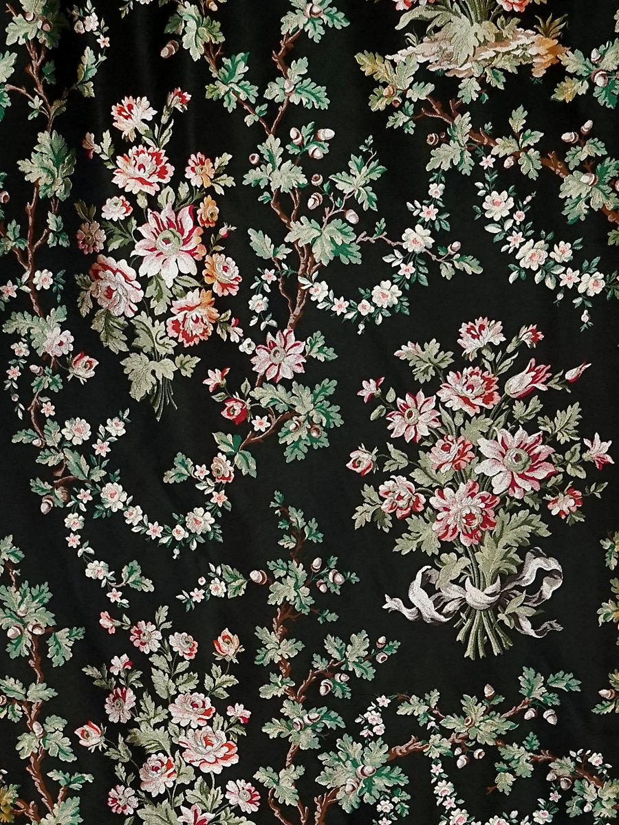 Scalamandre La Belle Jardiniere Black Cerise Fabric
