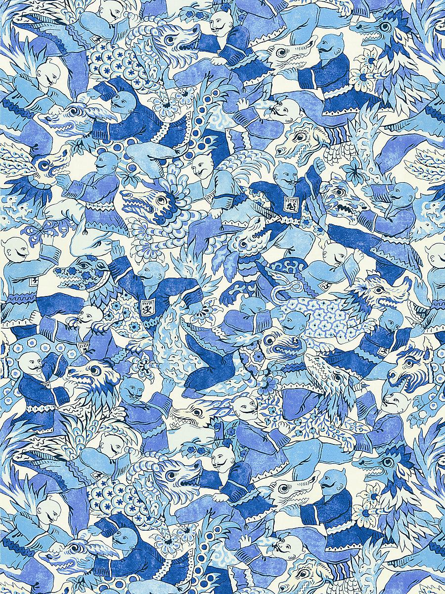 Scalamandre Dragon Dance Porcelain Fabric