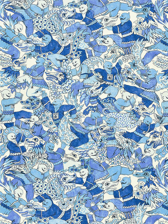 Scalamandre Dragon Dance Porcelain Fabric