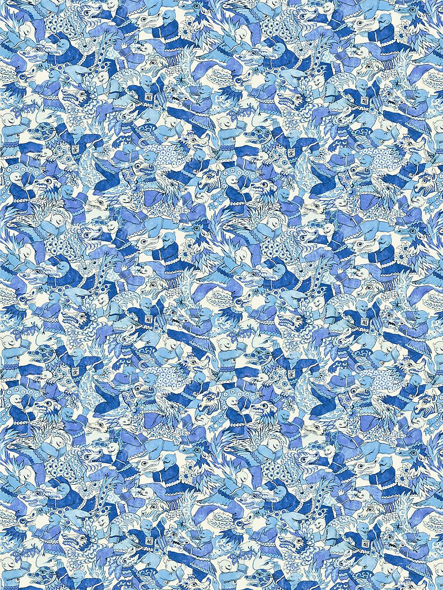 Scalamandre Dragon Dance Porcelain Fabric