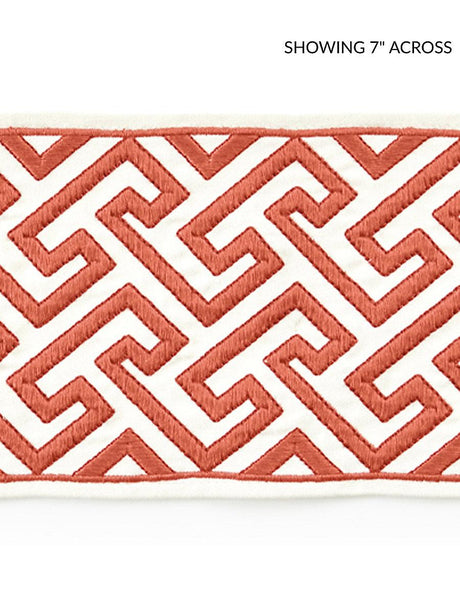 Scalamandre Labyrinth Embroidered Tape Coral Trim